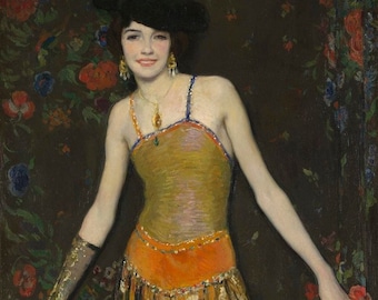 Francis Luis Mora - Jeanne Cartier (c1917) Museum Qualität Ölgemälde Reproduktion (D6030)