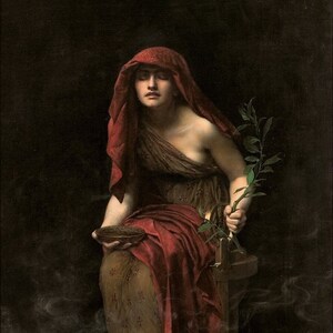 John Collier - The Priestess of Delphi (1891) Museum Quality Rolled Oil Painting Reproduction (D6030)