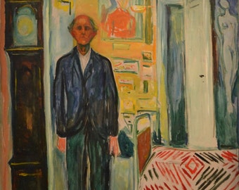 Edvard Munch Between the Clock and the Bed (1940-1943) Museum Quality Rolled Oil Painting Reproduction (D6050)
