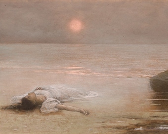 絵画 8539 ヤクブ・シカネーダー - 溺死 1893 美術館品質のロールド油絵複製