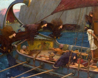 John William Waterhouse - Ulysses and the Sirens c1891 Museum Quality Oil Painting Reproduction (D3060)