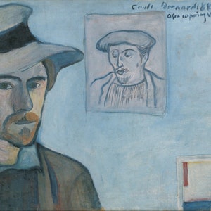 Émile Bernard - Self-Portrait with Portrait of Guaguin 1888 Museum Quality Oil Painting Reproduction (D5060)