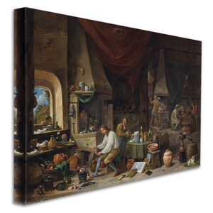 David Teniers II 1610-1690 Alchemist in His Workshop, Museum Quality Oil Painting Reproduction D5060 image 2