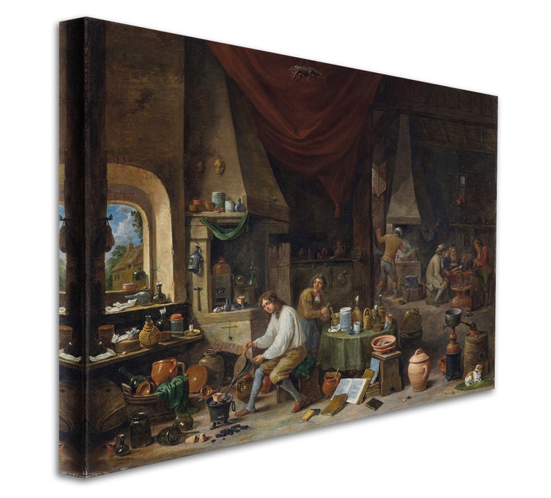 David Teniers II 1610-1690 Alchemist in His Workshop, Museum Quality Oil Painting Reproduction D5060 image 2