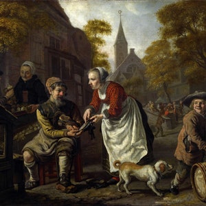 Jan Victors A Village Scene with a Cobbler c1650 Museum Quality Oil Painting Reproduction D5060 image 1