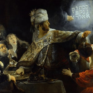 Rembrandt - Belshazzar&#39;s Feast c1636-38 Museum Quality Rolled Oil Painting Reproduction (D5060)