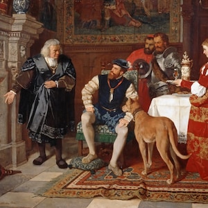Carl Ludwig Friedrich Becker - Jakob Fugger Burns the Notes of Charles V 1866 Museum Quality Rolled Oil Painting Reproduction (D5060)
