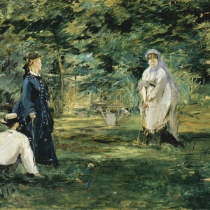 Edouard Manet - The Croquet Game (1873) - Rolled Oil Painting Museum Quality Reproduction (D4060)