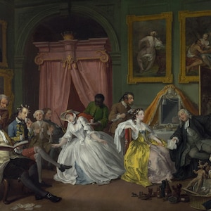 William Hogarth - Marriage A-la-Mode 4 The Toilette 1743 Museum Quality Rolled Oil Painting Reproduction (D4560)