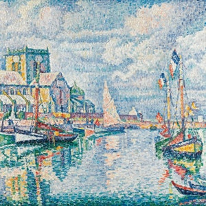 Paul Signac - Barfleur 1931 Museum Quality Rolled Oil Painting Reproduction (D4560)