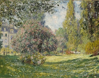 Claude Monet, Landscape, The Parc Monceau 1878 Museum Quality Rolled Oil Painting Reproduction (D4560)