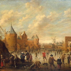 Jost Cornelisz Droochsloot (1586 - 1666) - Winter in a Dutch Town Museum Quality Rolled Oil Painting Reproduction (D4060)
