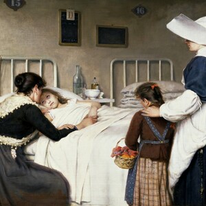 Enrique Paternina Garcia Cid - Visita da Mãe ao Hospital (1892) - Pintura a Óleo Rolada Reprodução de Qualidade de Museu (D4060)