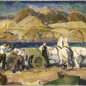 ジョージ・ベローズ - 砂の車 (1917) - 美術館品質のロールド油絵複製 (D4060)