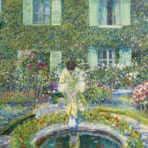 Frederick Carl Frieseke - The Garden Pool c1913 Museum Quality Rolled Oil Painting Reproduction (D5060)