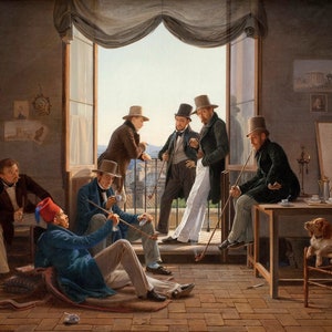 Constantin Hansen - Group of Danish Artists in Rome 1837 Museum Quality Rolled Oil Painting Reproduction (D5060)