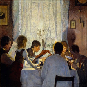 Gustav Wentzel - Morning Mood 1885 Hand Painted Museum Quality Rolled Oil Painting Reproduction (D50)