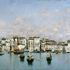 Martin Rico y Ortega - La Riva Degli Schiavoni en Venecia 1873 Museum Quality Rolled Oil Painting Reproduction (D3560)