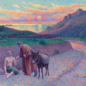 Maximilien Luce - The Good Samaritan (Le bon samaritain) 1896 Museum Quality Rolled Oil Painting Reproduction (D4560)