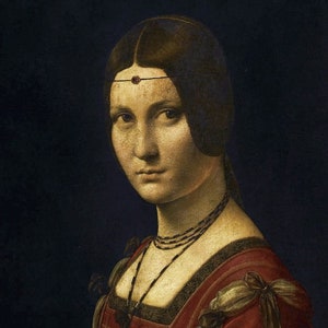 Leonardo Da Vinci Portrait of a Woman (la Belle Ferronière) Rolled Oil Painting Museum Quality Reproduction (D6040)