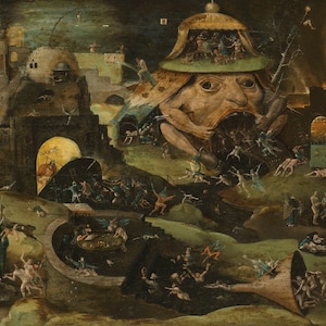 Disciple de Jérôme Bosch - L'Enfer déchirant (ca.1540-1560) - Reproduction de peinture à l'huile laminée de qualité muséale (D4060)