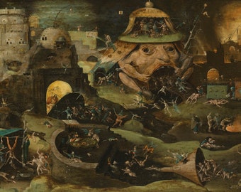 Follower of Hieronymus Bosch - The Harrowing of Hell (ca.1540-60) - Oil Painting Museum Quality Reproduction (D4060)