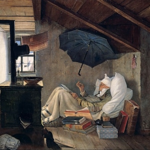 Carl Spitzweg - The Poor Poet 1837 Museum Quality Rolled Oil Painting Reproduction (D5060)