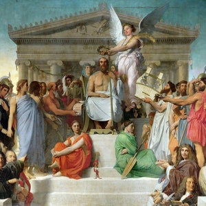 Jean Auguste Dominique Ingres - The Apotheosis of Homer 1827 Museum Quality Rolled Oil Painting Reproduction (D4560)