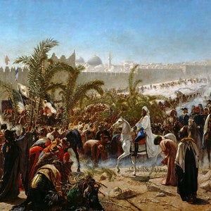 Karl Wilhelm Gentz - Crown Prince Friedrich Wilhelm of Prussia Enters Jerusalem Museum Quality Rolled Oil Painting Reproduction D3060