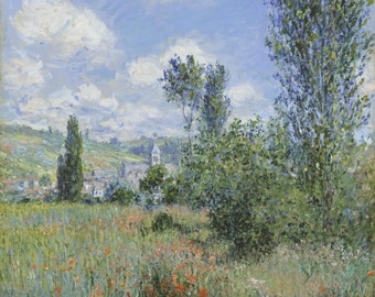 Claude Monet, View of Vétheuil (1880), Museum Quality Rolled Oil Painting Reproduction (D6045)