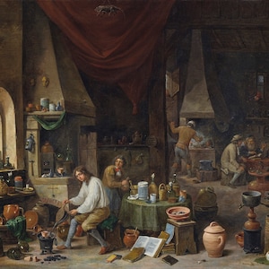 David Teniers II 1610-1690 Alchemist in His Workshop, Museum Quality Oil Painting Reproduction D5060 image 1