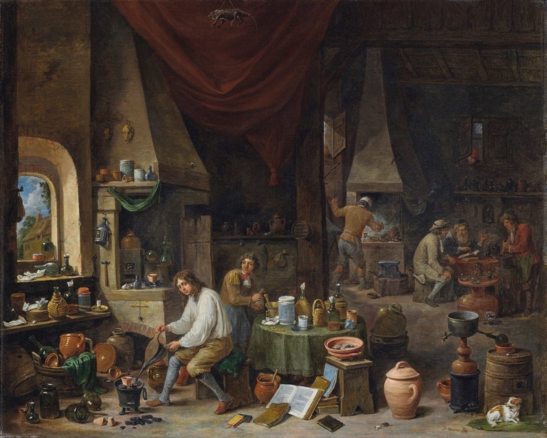 David Teniers II 1610-1690 Alchemist in His Workshop, Museum Quality Oil Painting Reproduction D5060 image 1