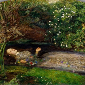 John Everett Millais - Ophelia (1851-52) Museum Quality Rolled Oil Painting Reproduction (D4060)