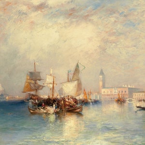 Thomas Moran - Venice, Grand Canal (1903) Museum Quality Rolled Oil Painting Reproduction (D4060)