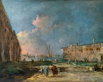 Francesco Guardi - A View near Venice (c1775-80) - Oil Painting Museum Quality Reproduction (D4060)