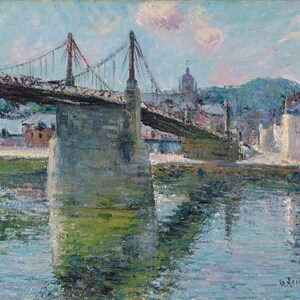 Gustave Loiseau - Le Pont Suspendu d’Elbeuf 1911 Museum Quality Rolled Oil Painting Reproduction (D5060)