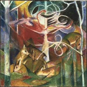 Franz Marc : Deer in the Forest (1913) Museum Quality Rolled Oil Painting Reproduction (D50)