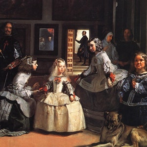 Diego Velazquez - Las Meninas 1856 Museum Quality Rolled Oil Painting Reproduction (D4560)