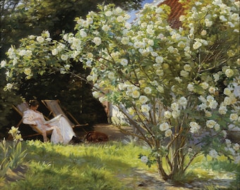Peder Severin Krøyer - Roses 1893 Museum Quality Oil Painting Reproduction (D5060)