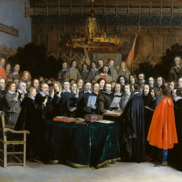 Gerard ter Borch II - The Ratification of the Treaty of Munster 1648 Museum Quality Oil Painting Reproduction (D4560)