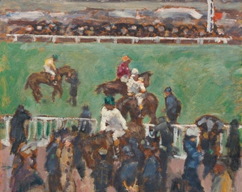 Pierre Bonnard - At the Races, Longchamp (c.1894) Hand Painted Museum Quality Rolled Oil Painting Reproduction (D50)