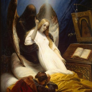 Horace Vernet - The Angel of Death (1851) Museum Quality Rolled Oil Painting Reproduction (D6045)