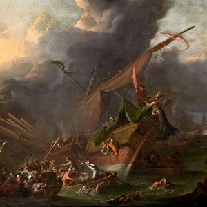 Johannes Lingelbach - The Battle of Lepanto (1571) Museum Quality Rolled Oil Painting Reproduction (D4060)