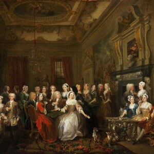 William Hogarth - Assembly at Wanstead House 1728-31 Museum Quality Rolled Oil Painting Reproduction (D5060)