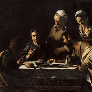 Caravaggio - Supper at Emmaus 1606 Museum Quality Rolled Oil Painting Reproduction (D5060)
