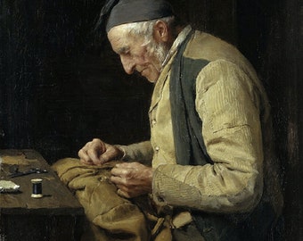 Albert Anker - The Village Tailor (1894) Museum Quality Oil Painting Reproduction (D6045)