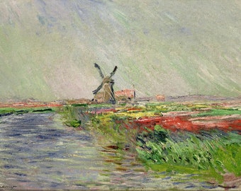油絵 直筆仕上げ クロード・モネ／チューリップ畑 複製画 クロード・モネ、オランダのチューリップ畑 1886年、美術館品質の