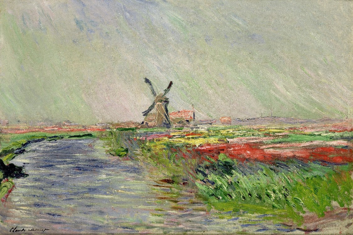 油絵 直筆仕上げ クロード・モネ／チューリップ畑 複製画 クロード・モネ、オランダのチューリップ畑 1886年、美術館品質の