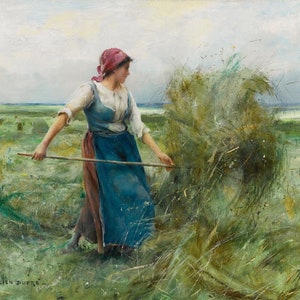 Julien Dupré - Haymaking 1884 Museum Quality Rolled Oil Painting Reproduction (D5060)