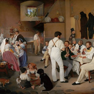 Ditlev Blunck - Danish Artists at the Osteria La Gensola 1837 Museum Quality Rolled Oil Painting Reproduction (D4560)